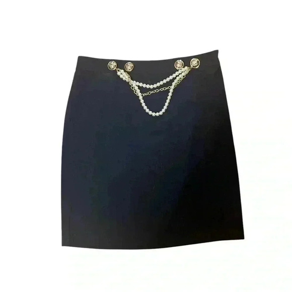VENUS Dresses & Skirts - Venus Elegant Navy Skirt with Chain Detail Size 8 NWT